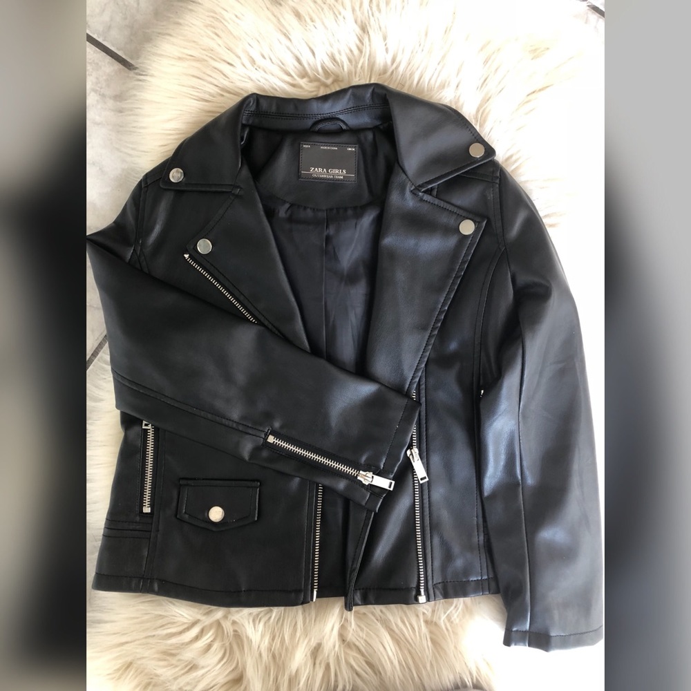 Kids Black Zara leather Jacket
